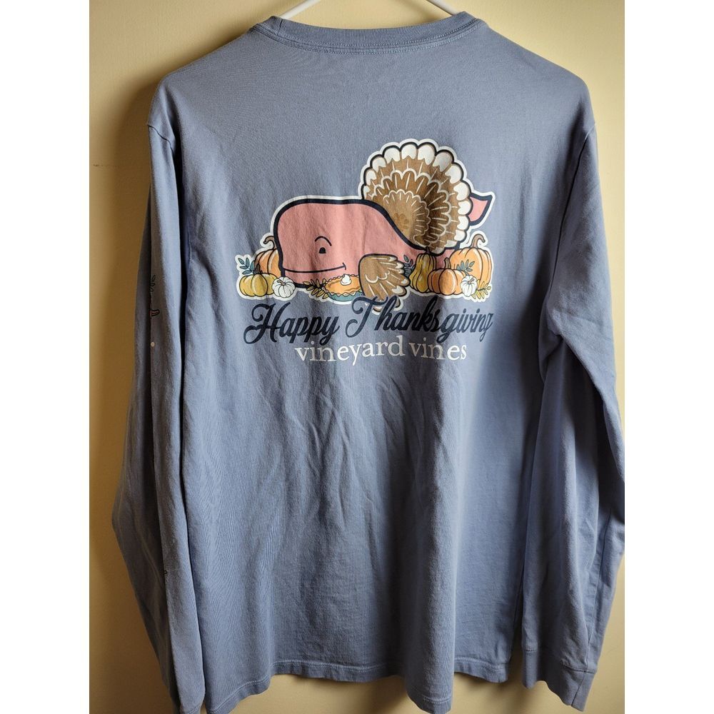 Vineyard Vines‎ Men's SM Blue Long-sleeved Thanksgiving Pocket Tee RN134578 - Picture 5 of 11